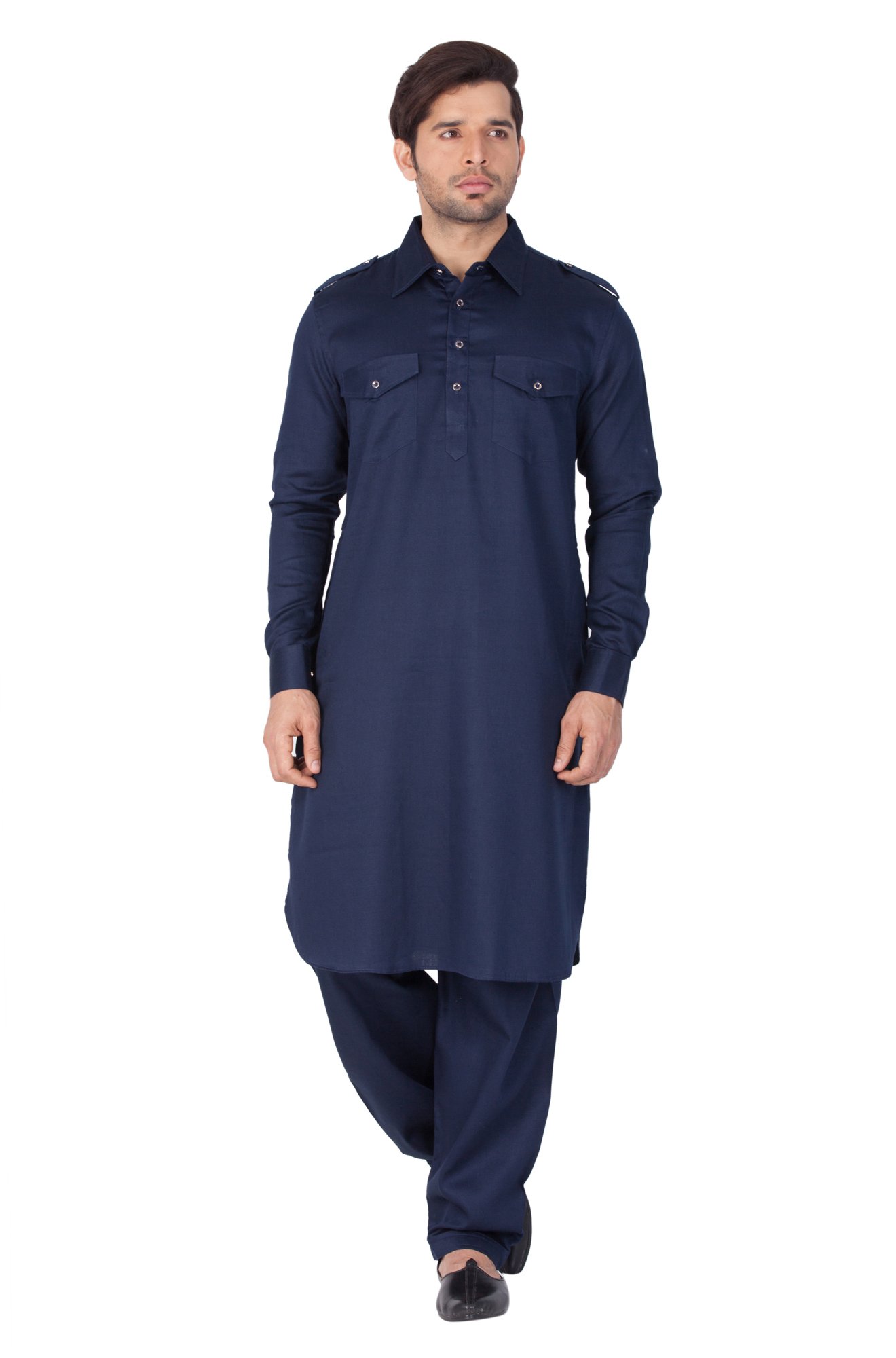 vastramay Men's Cotton Blend Pathani Kurta Set || Shoulder Flaps, Two Pockets with Flap, Cuff Plus Rollover Sleeves and Relaxed Fit Salwar Patiala Pyjama. || Elegance for Holi & Eid Celebration-picture-43