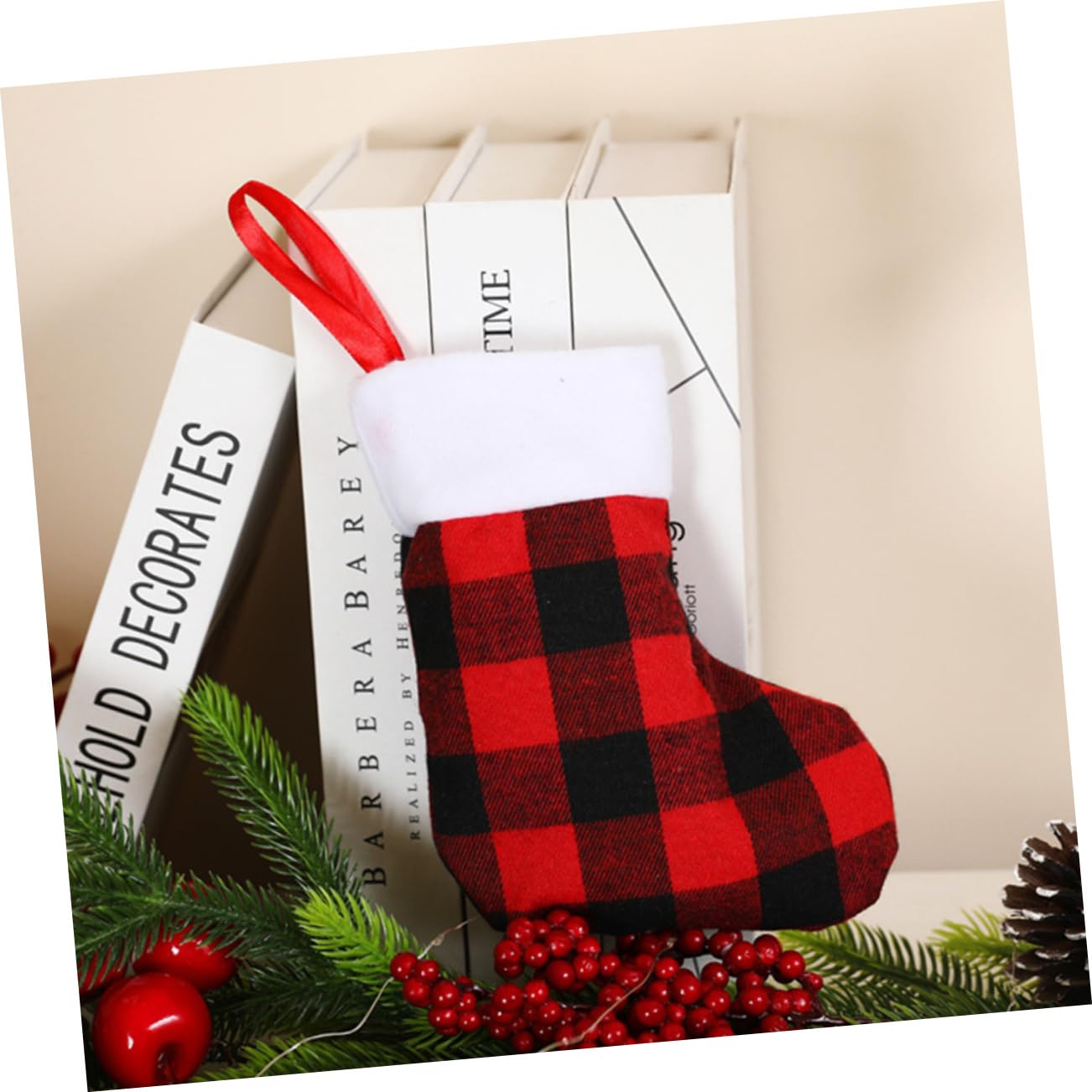 Cabilock 4 Sätze Weihnachtsstrümpfe Aus Und Schwarzem Karostoff Dekorative Xmas Socken Für Kamin Und Weihnachtsbaum Für Festlichkeiten Und 10 Stück * 4