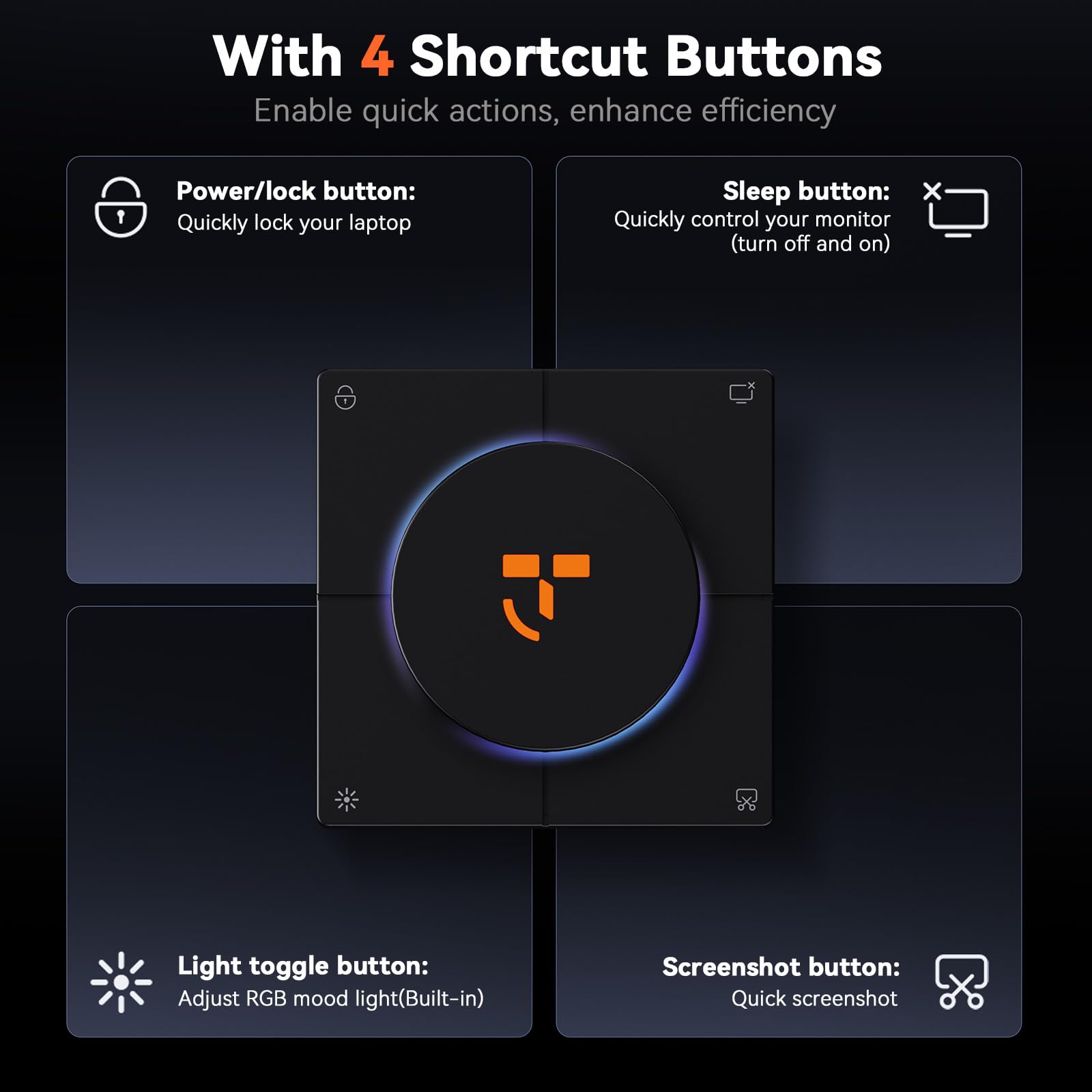 TobenONE Hub USB C 10 w 1 z klawiszami skrótów, pokrętłem głośności, HDMI 4K | 100 W PD, 3 USB, Ethernet, Audio, SD/microSD, stacja dokująca do laptopa MacBook, Windows, Chrome, iPad