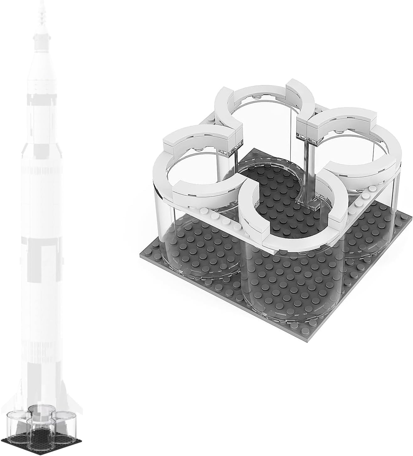 Display Stand for Apollo Saturn V 21309 & 92176 Building Kit, Outer Space Model Rocket Launch Platform Kit, Creative Project Model Building Blocks