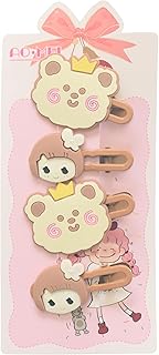 مشابك شعر على شكل دب للبنات من دافان، لون بني/ بيج