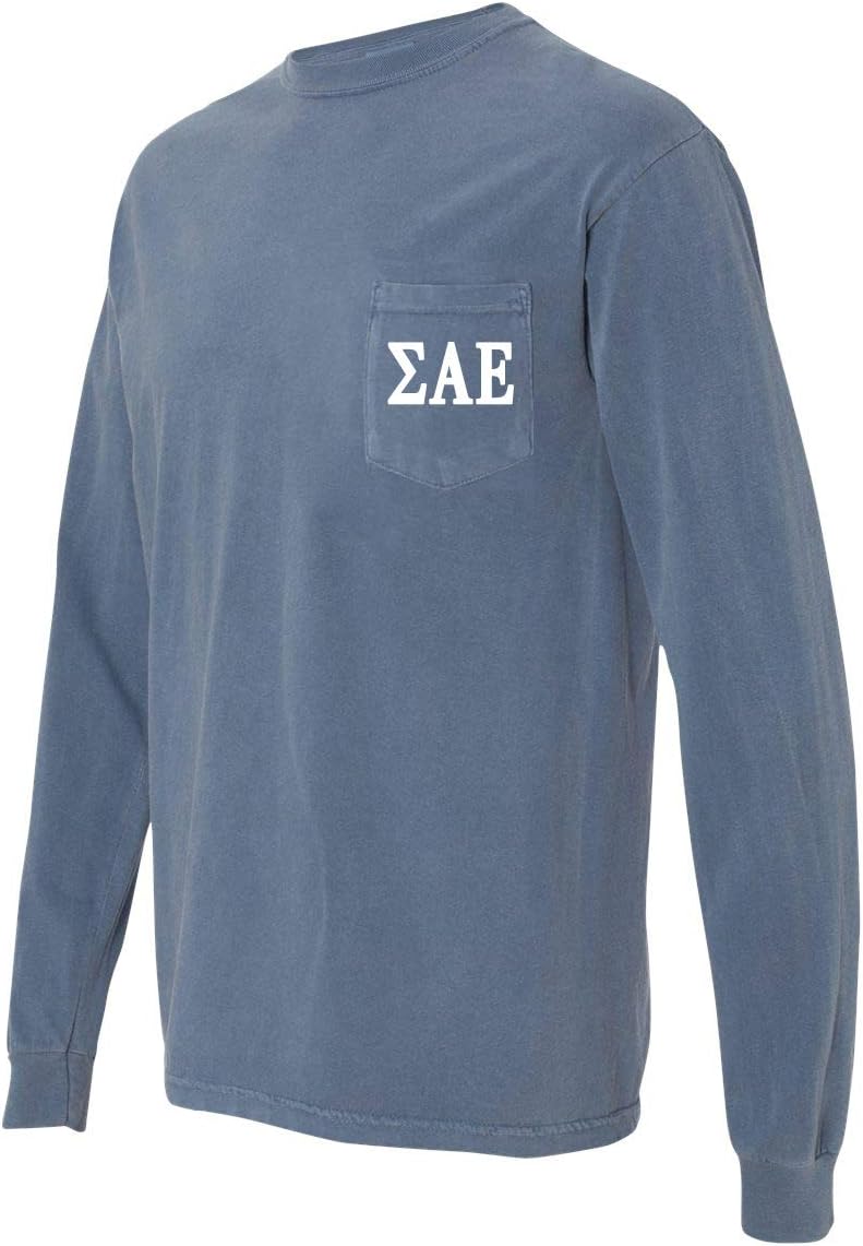 Sigma Alpha Epsilon Fraternity Comfort Colors Pocket Long Sleeve Shirt