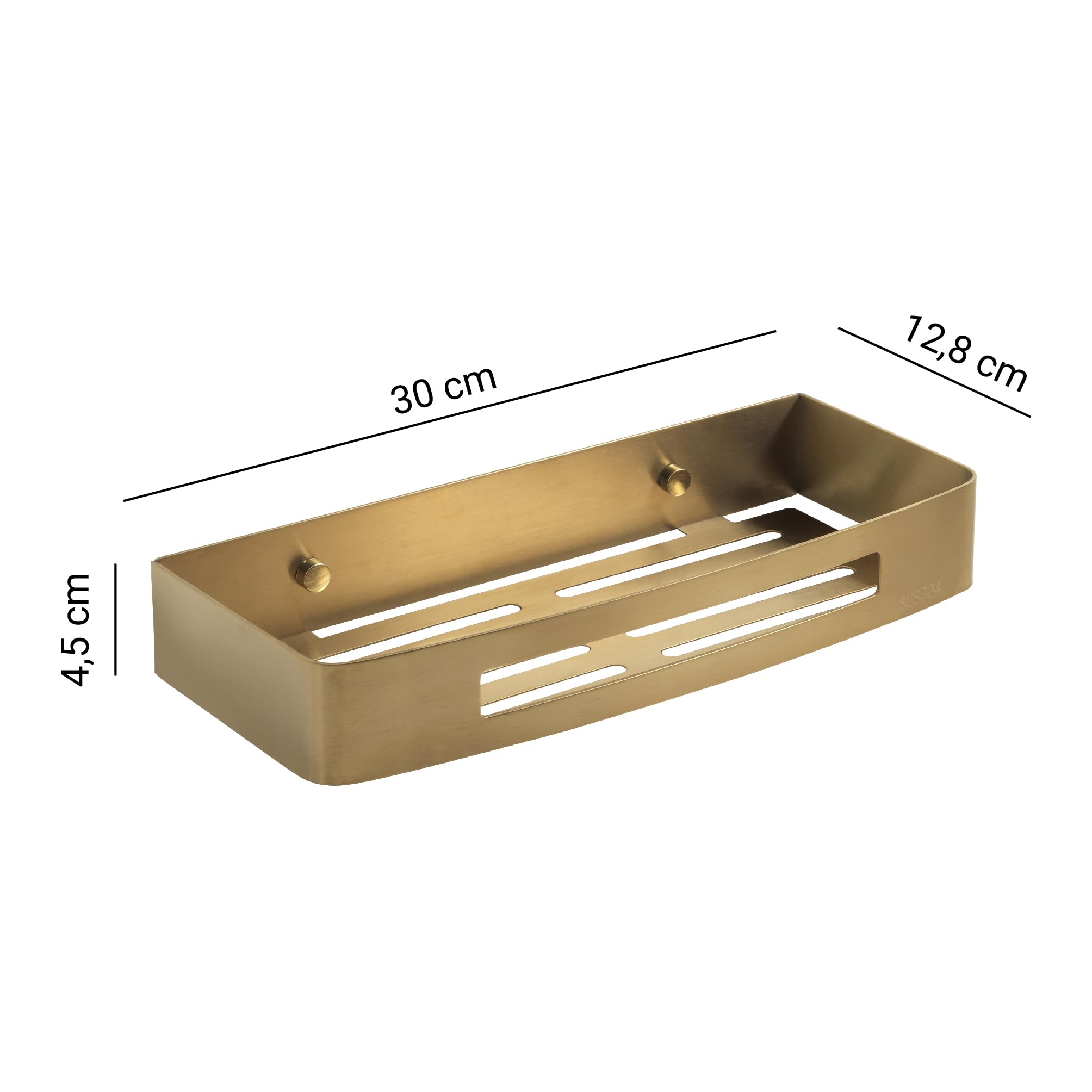 Gedy NERVA Cesta ducha, estante ducha, Acero inox AISI 304, Oro mate, 30 x 12,8 x 4,5