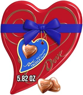 DOVE Assorted Milk Chocolate Truffles Valentine's Day Gift, Silky Smooth Candy in 5.82 oz Heart Tin