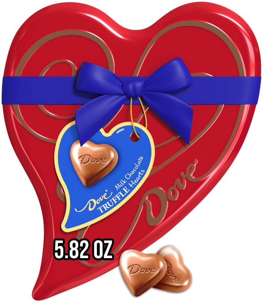 DOVE Assorted Chocolate Truffles, Valentines Chocolate Candy Gift, 5.82 oz Heart Tin