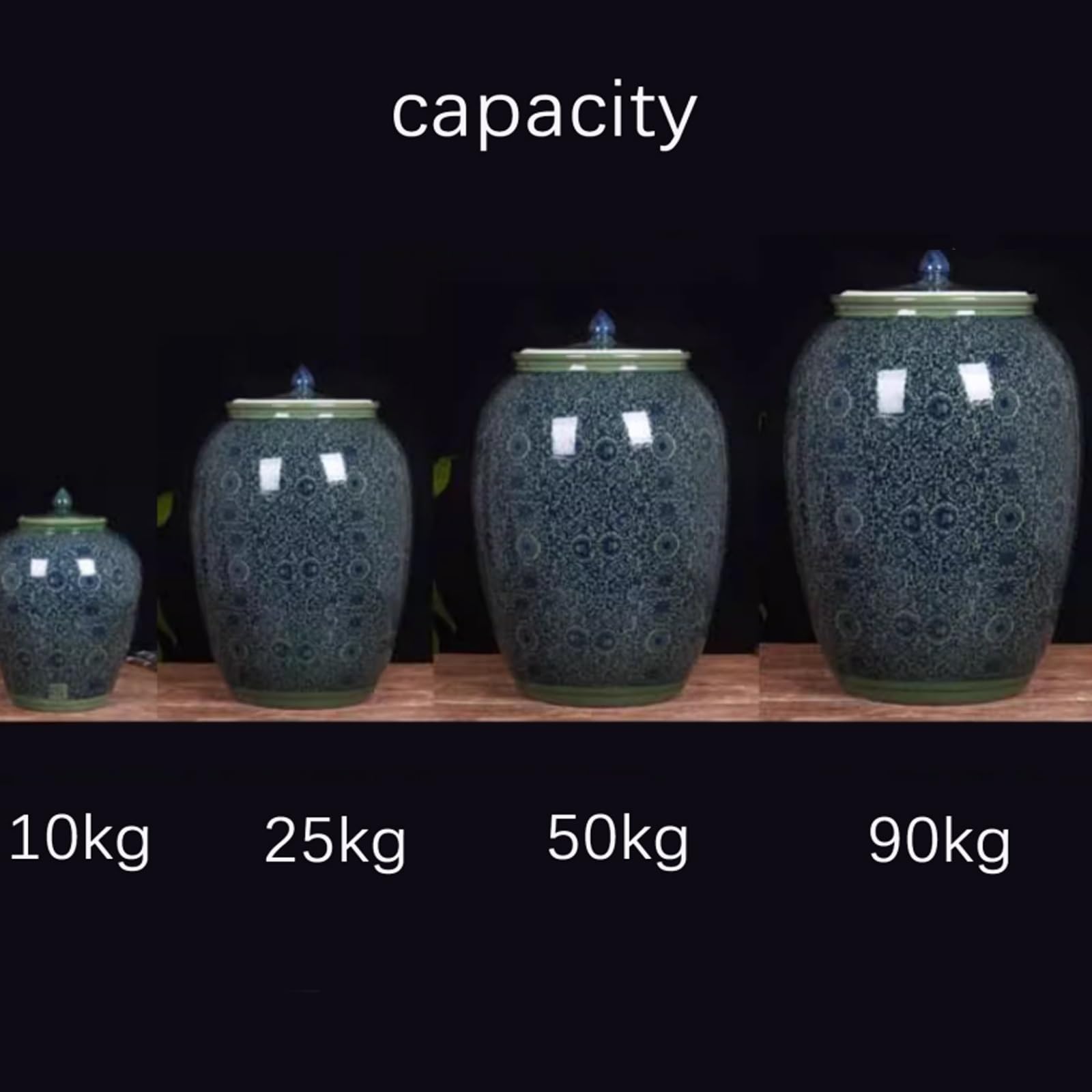 Contenitori in Ceramica per la conservazione di Cereali e Riso Barattoli retrò Cinesi con Coperchio Contenitori per Cereali sigillati per Uso Domestico(10kg)