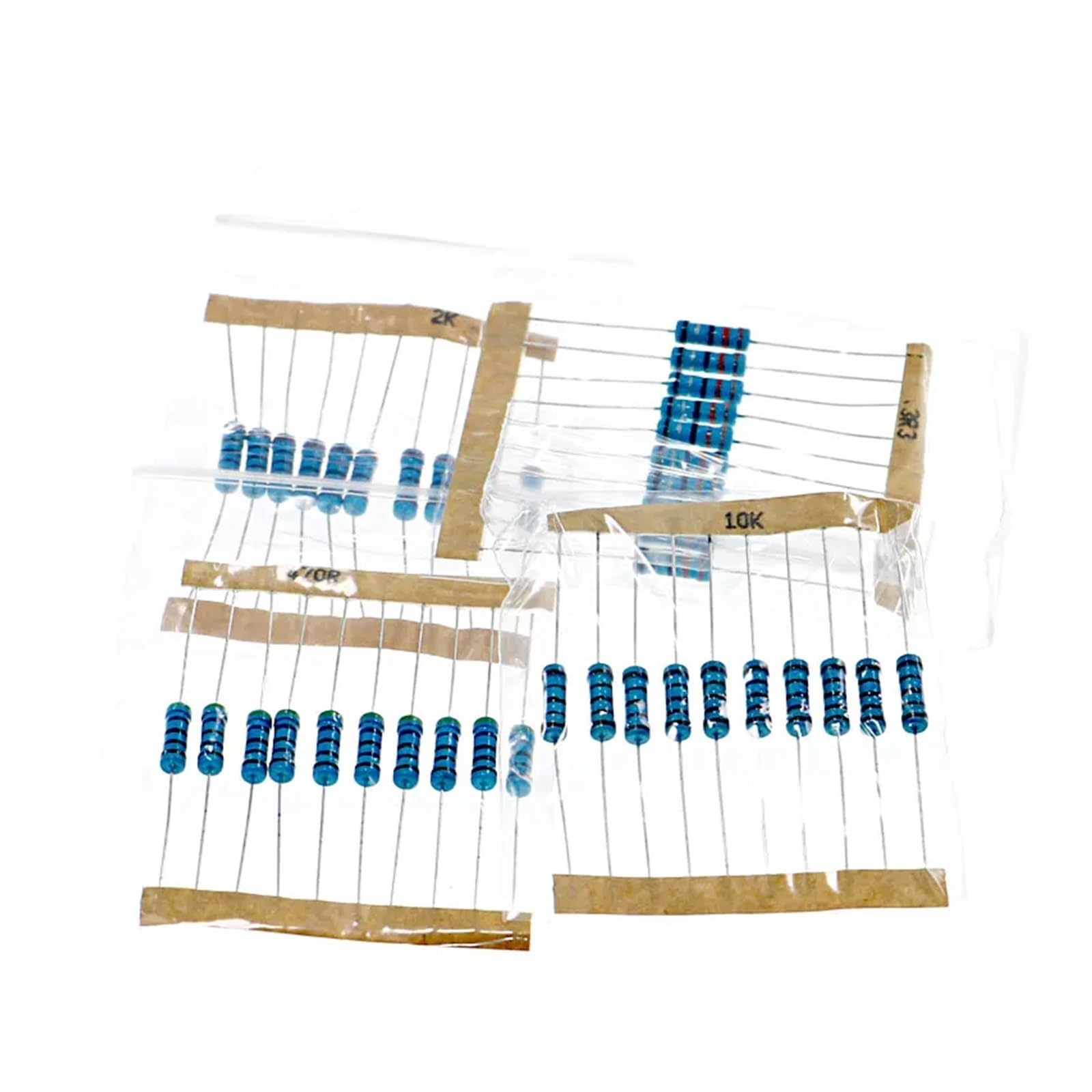 Kit Surtido de resistencias de película metálica (1000 Unidades/Lote, 100 valores, 1 ohmio-1 M Ohm, 1 W, 1