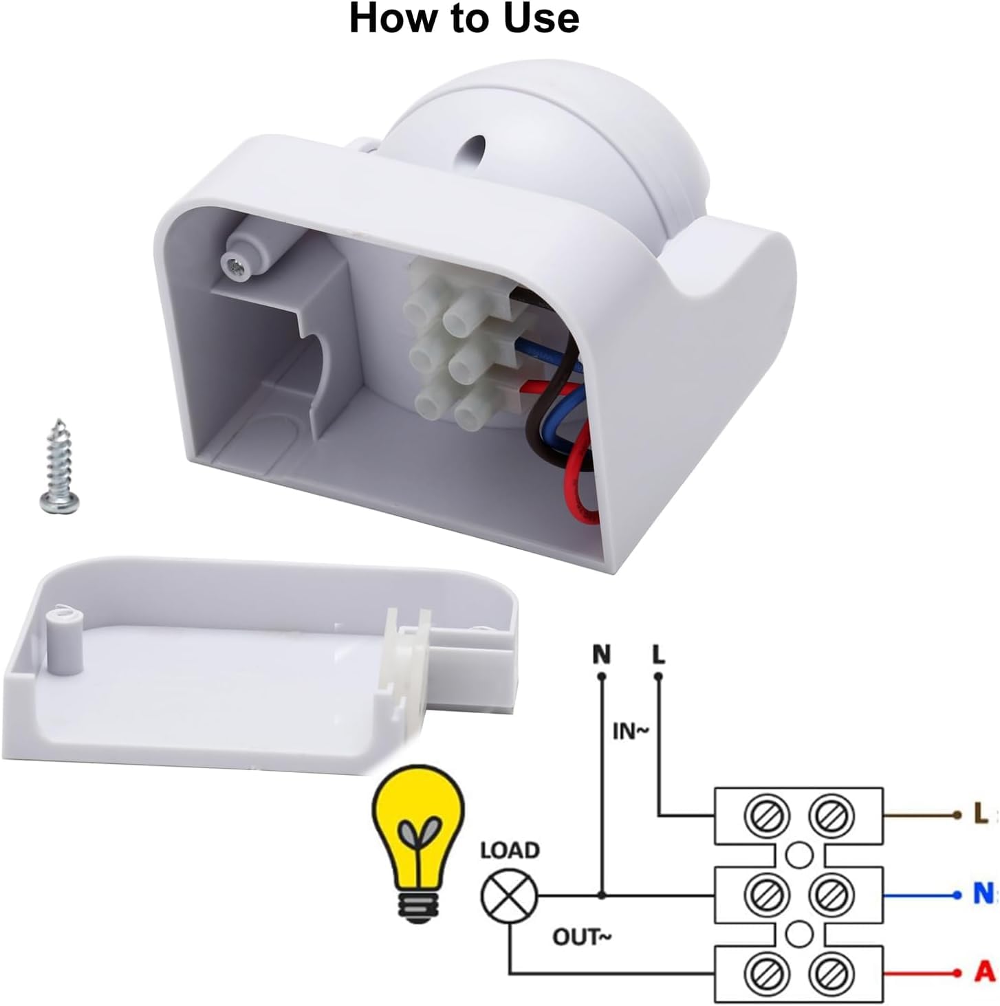 SQUADO SENSORE RILEVATORE MOVIMENTO INFRAROSSI PIR CREPUSCOLARE RILEVA 180° Crepuscolare 10 M interruttore a parete ad alta sensibilità per uso interno ed esterno LightSensor