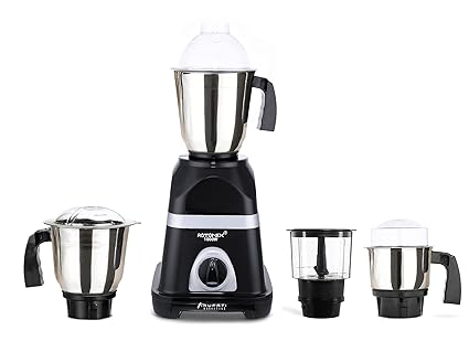 Rotomix Diaa Powerfull 1000W Mixer Grinder with 3 Stainless Steel Jars and Chopper Jar (1 Wet Jar, 1 Dry Jar and 1 Chutney Jar), Black.Make in India
