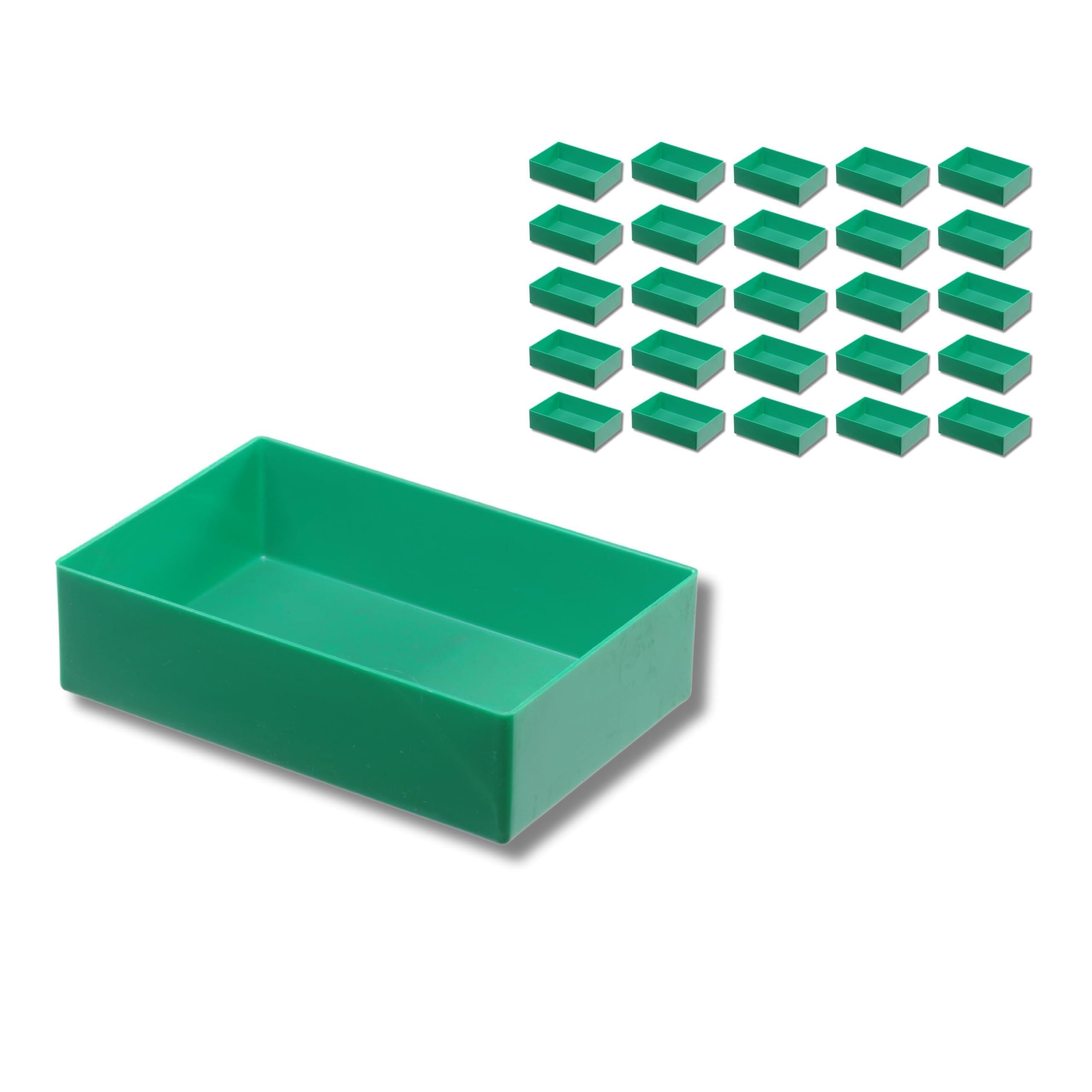Huenersdorff 25 St. Einsatzbox 162 x 108 x 45mm (L x B x H) - Einsatzkasten Set für individuellen Bestückung von Sortimentskästen, Kleinteile-Koffern, Schubladen und Schränken - Grün
