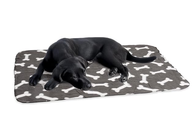 Karlie 1030691 Manta de Terciopelo 100 x 70 cm Gris con Estampado de Huesos