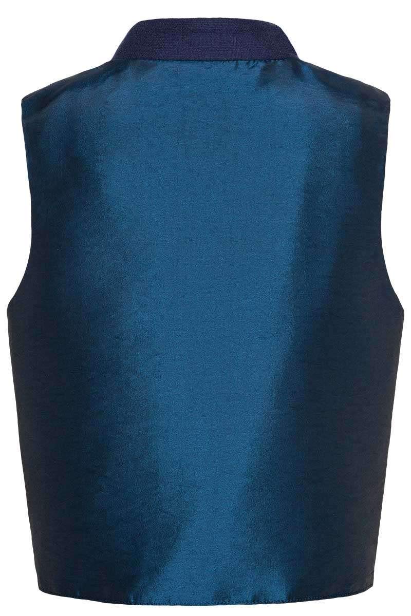 Isar-Trachten Jungen Kinder Trachten-Weste blau Gemustert, BLAU, 158