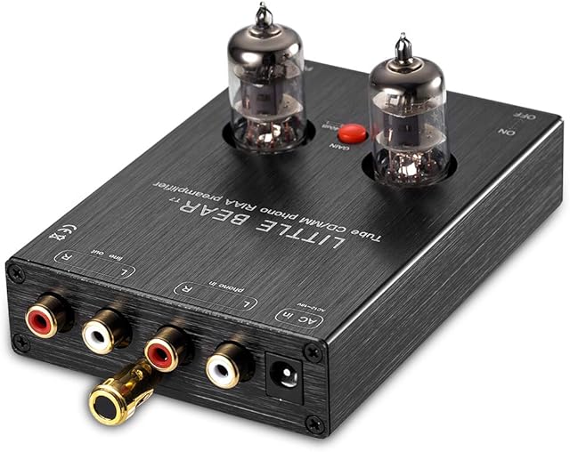 Nobsound Little Bear T7 Valve Tube Preamp Mini Phono Stage RIAA MM Turntable Preamplifier HiFi Audio Pre-Amplifier (Black)