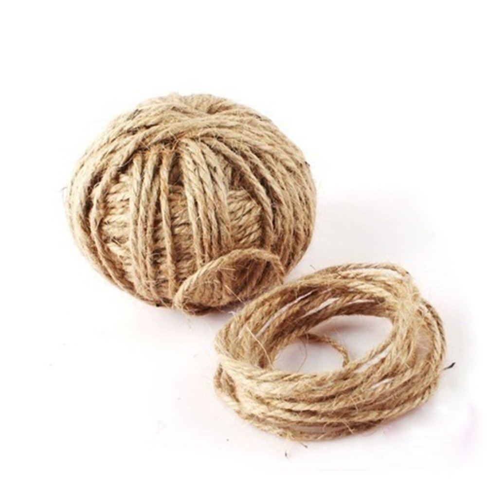 HongHong 30M Natural Jute Twine Twisted Rope String Cord Wedding Party Crafts Jute Rope Packing String for Gifts Wrapping, DIY Crafts, Festive Decor Tan 30m