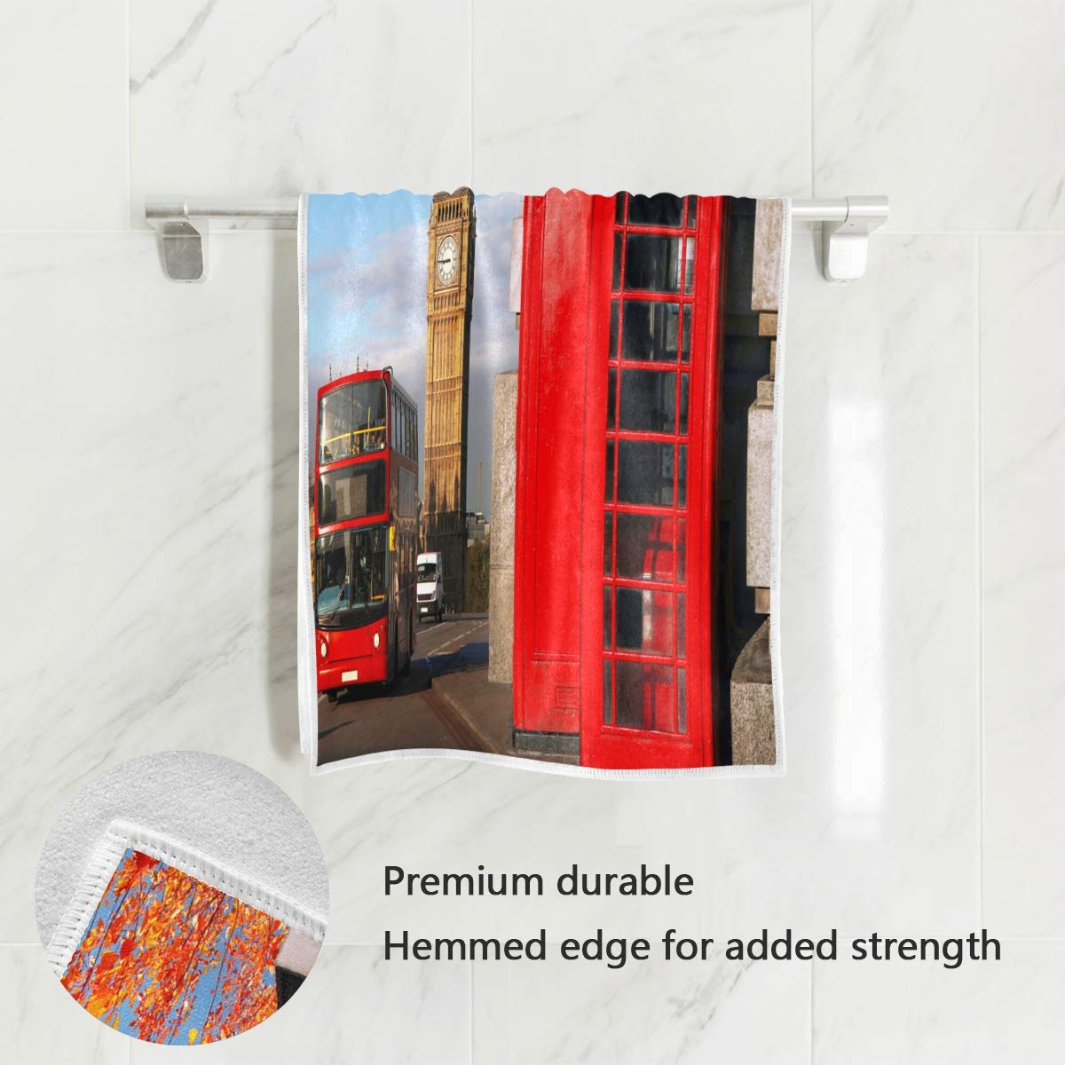 Mnsruu Serviette De Bain Motif Cabine Téléphonique Européenne