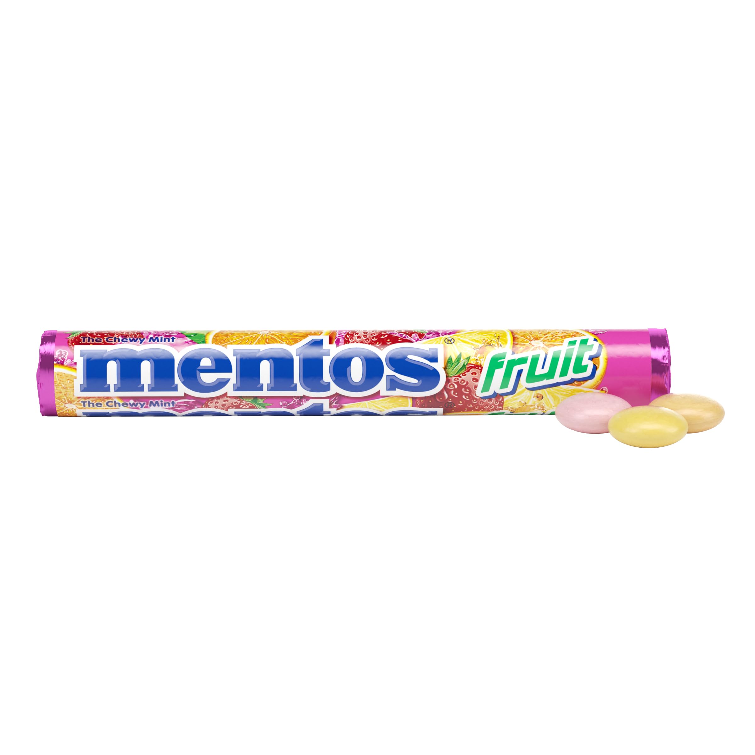 Mentos Chewy Mint Candy Roll, Fruit, 14 Pieces Per Roll (Pack of 1)