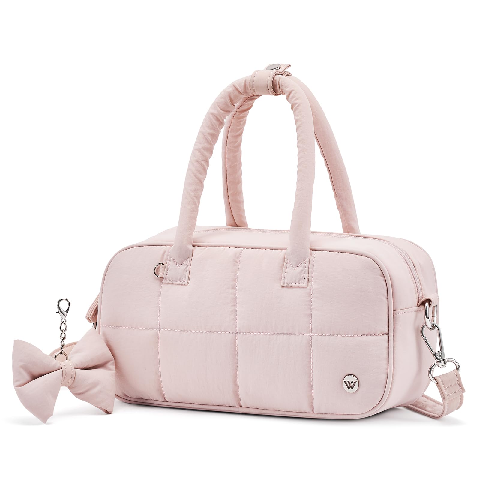 WESTBRONCO Puffer Crossbody bags for Women Quilted Shoulder Handbags, Puffy Cosmetic Makeup Bag Organizer w/Cute Ornament