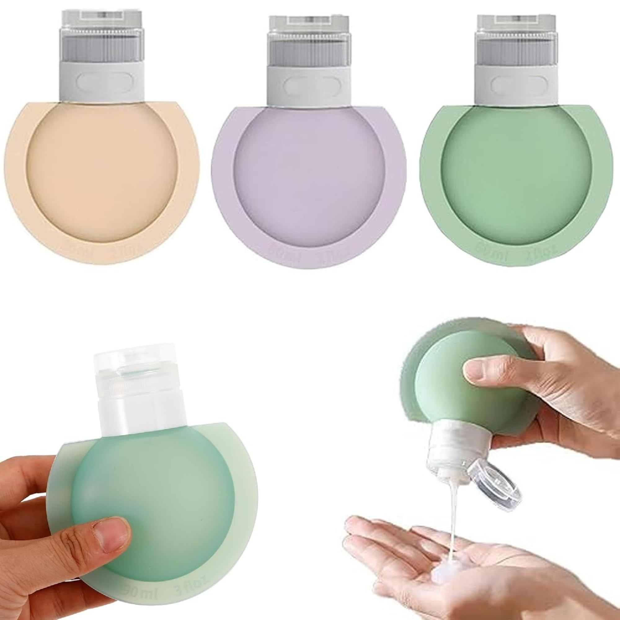 BELLOX Silicone Lotion Bottle | 60ml Reusable Portable Travel Bottles for Toiletries | Squeeze Container Dispenser Cosmetics Silicone Bottle For Shampoo, Lotion, Soap, Liquids 3 Pack-image-16