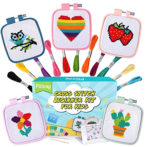 Pllieay 5PCS Cross Stitch Kits for Beginners for Kids 7-13, with Pattern by Pllieay - Used condition - US$15.06