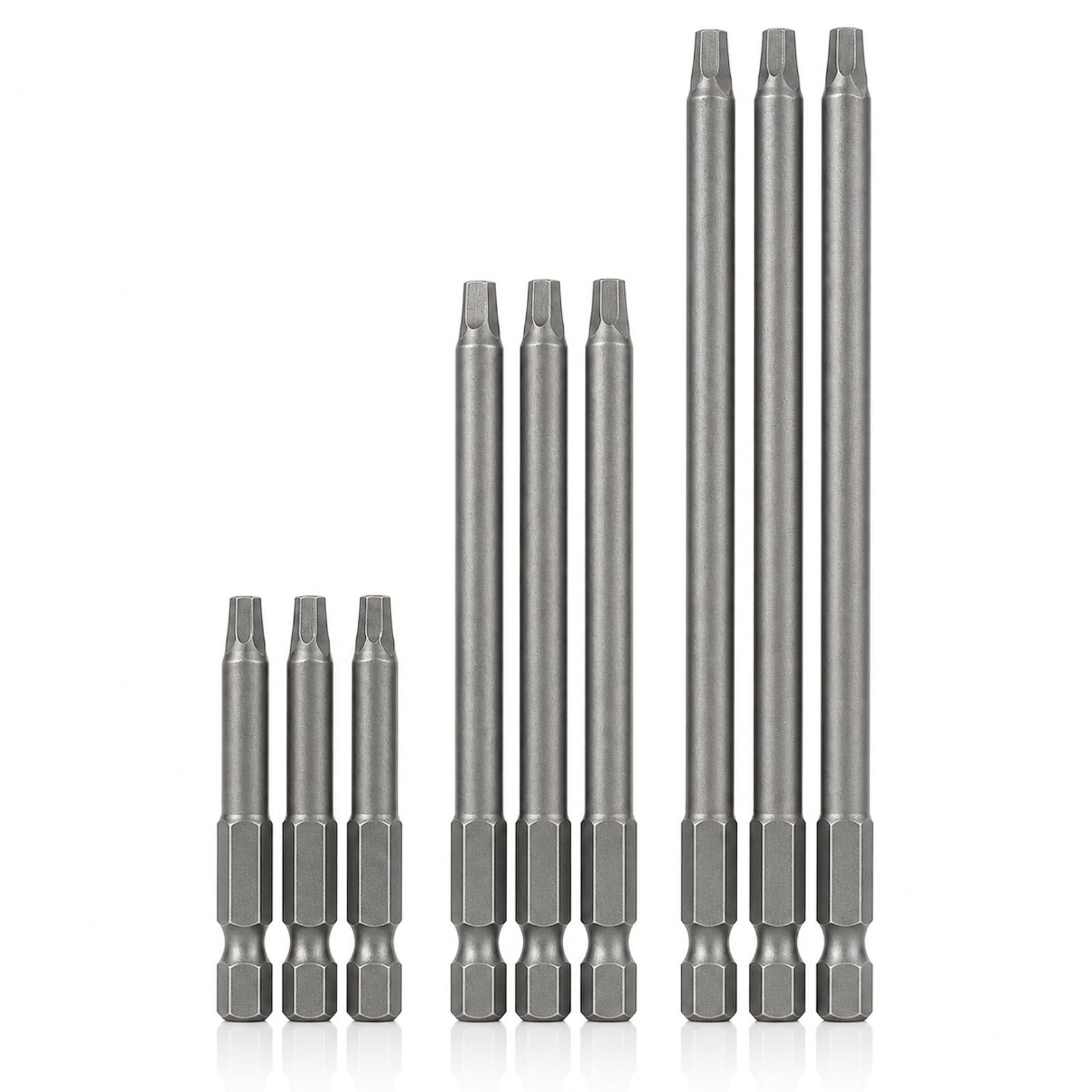 9 Pcs Magnetic SQ2 Square Head Screwdriver Bits Set, 3 Lengths 50/100/150MM, 1/4" Hex Shank Drive Bit, S2 Material, Impact Grade Square Drive Bit for Electric & Hand Screwdrivers