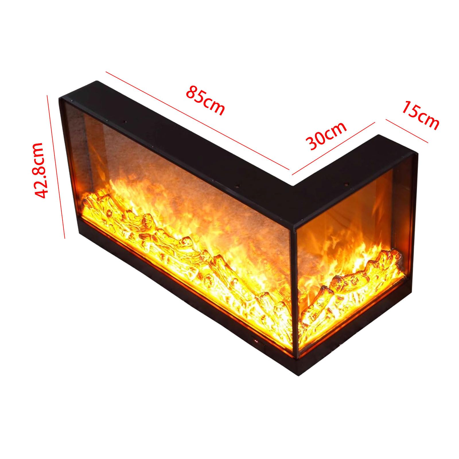 Tabletop Fireplace Corner L-Shape Decorative Electric Fireplace Built-In Background Decorative Electric Fireplace 3D Faux Flame With Remote Control Steam Fireplace