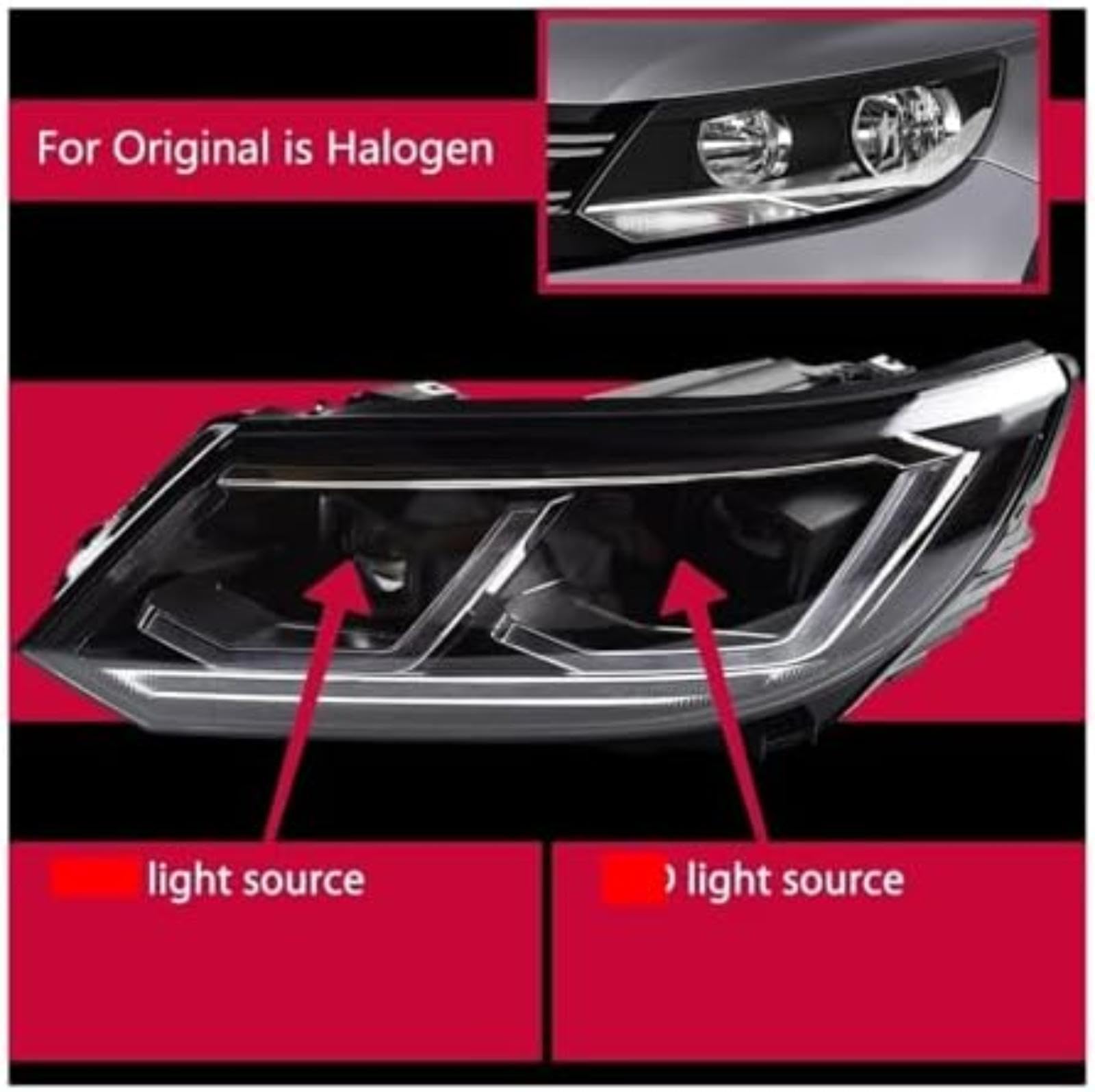 Dla Vw, dla Tiguan 2013-2016 reflektory samochodowe soczewki projektora Drl anioł dla oko lampa czołowa sygnał Auto lampy przednie reflektor włącz światło Wskaźnik (Right Hand Drive)