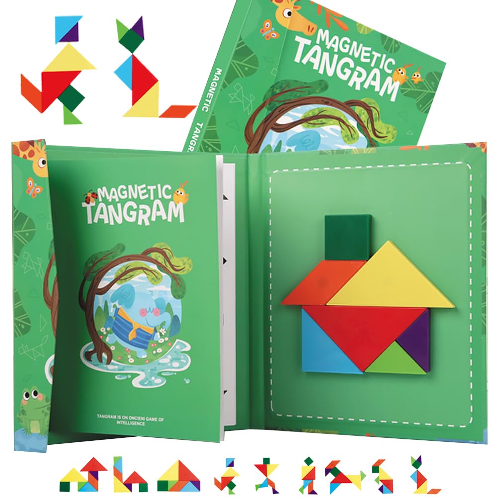 Tangram Magnetico - Gioco per bambini dai 3 anni - Gioco di viaggio per bambini - Rompere testa - Logica -Apprendimento Forme geometriche Colori - Regalo Natale Compleanno - Montessori