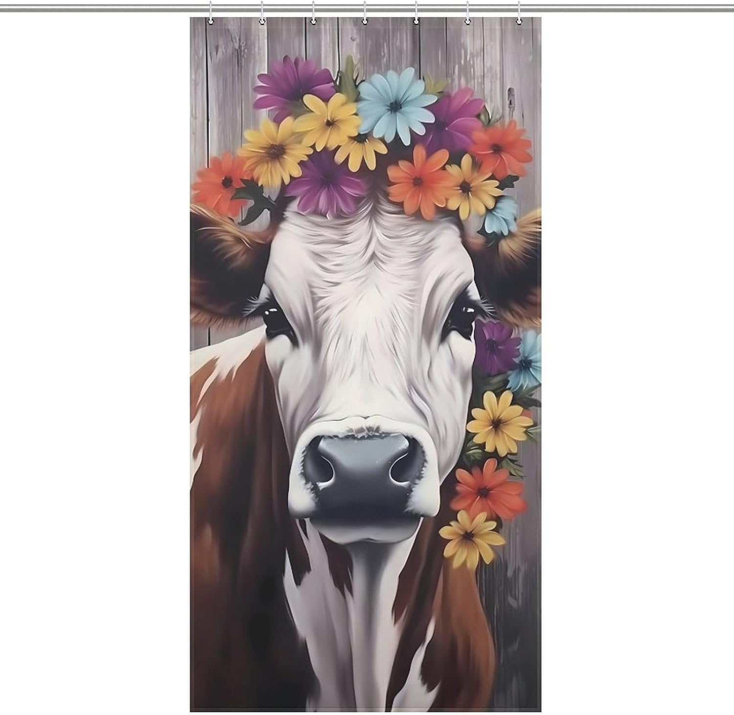 Cow Painting Farmhouse Funny Shower Curtains Washable Bath Curtain Liner with Hooks for Bathroom Bath Tubs