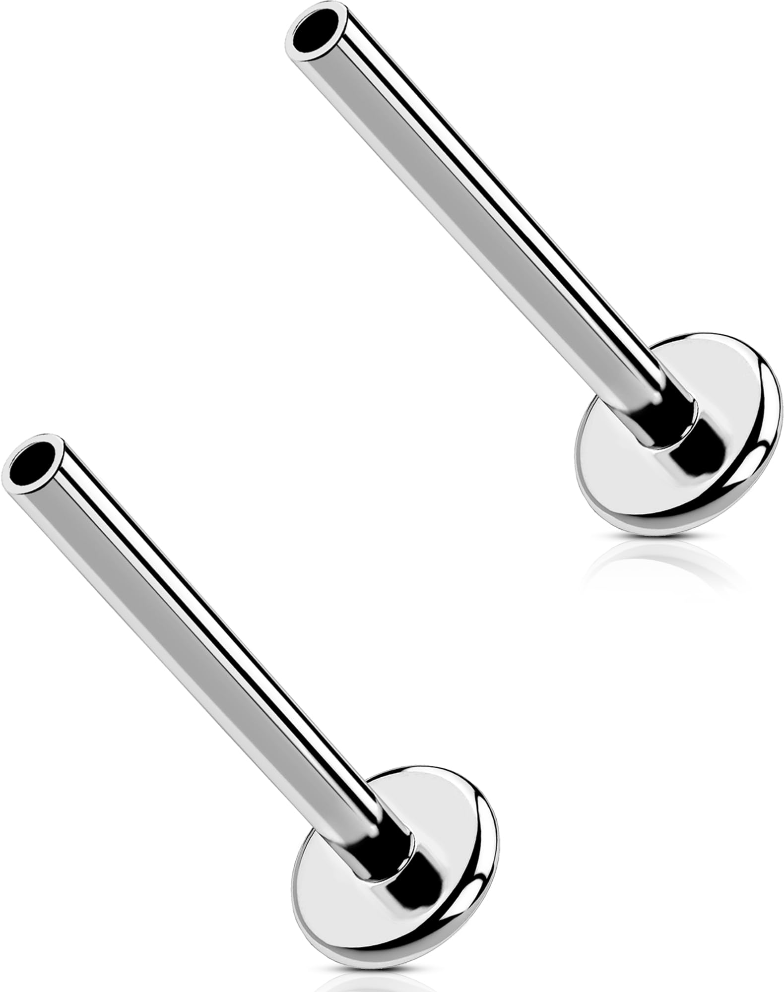 G23 Titanium Flat Back Post (Post Only), Threadless Push Pin &amp; Internally Threaded, 16G/18G/20G, 4.5-14mm, Silver/Gold/Black, Round/Heart/Star/Flower Base for Nose, Helix, Tragus