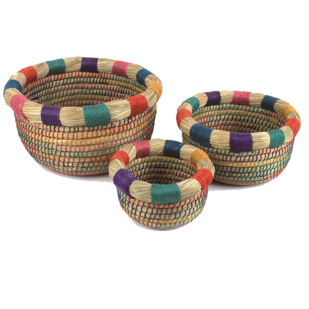 WOVEN BASKET "ORIENT" ROUND Ø 20 30 35 45 CM - HAND MADE - FAIR TRADE (Ø 45cm)