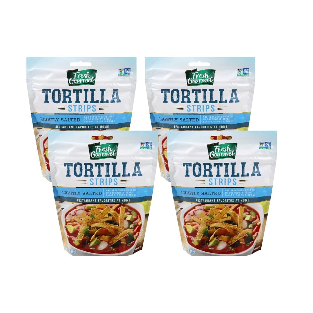 Fresh Gourmet Tortilla Strips Lightly Salted 3.5 Oz. Bag, Pack of 4