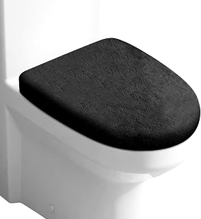 Aecsze Soft Velvet Microfiber Toilet Lid Cover - Absorbent, Machine Washable, Fits Most Seats, Luxurious Black Comfort & Protection