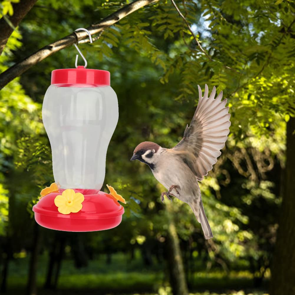 Alimentador de Colibrí Colgante, Bebedero para Pájaros al Aire Libre, Plástico, Forma de Flor, Rojo