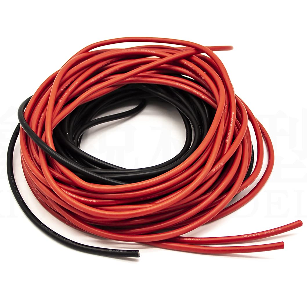 JFtech 12 Gauge Silicone Wire 10 ft Red and 10 ft Black 12AWG Flexible Silicone Wire Stranded Copper Wire for Lamps Household appliances Instruments Digital Fields RC Hobby