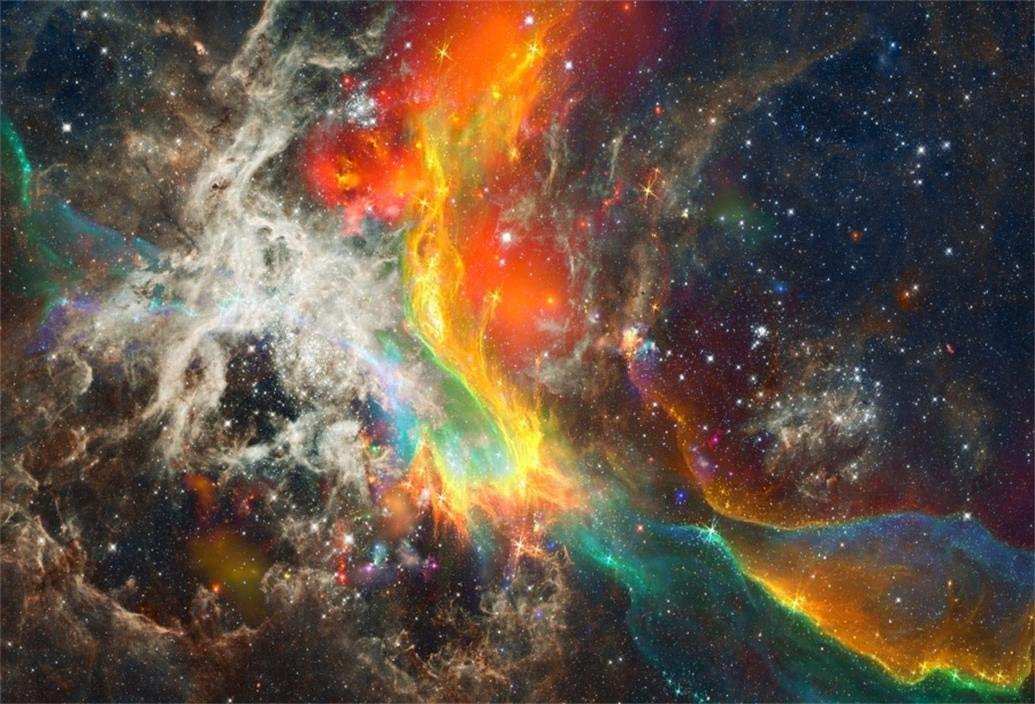 AOFOTO Fotohintergrund Rund – Galaxie & Sternenhimmel Design | 2,2 M Durchmesser, Polyester