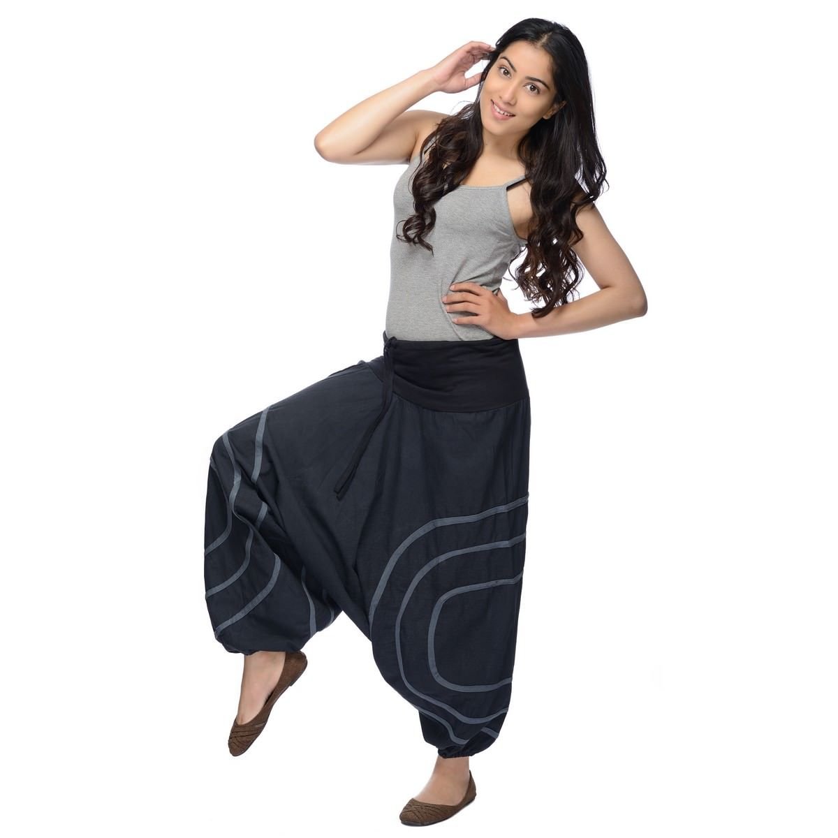 Simandra Pantalones Harem o Harén, Bombachos o Pantalones Aladin para Mujeres Cercles pantalón Unisex