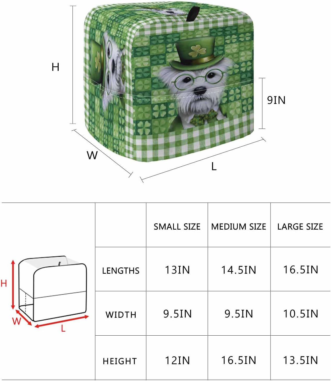 St. Patrick's Day Stand Mixer Cover with Storage Pocket, Waterproof Kitchen Mixer Covers, Spring Lucky Shamrock Cute Puppy Green Plaid Kitchen Appliance Dust Cover Compatible with 6-9 Quart Mixers