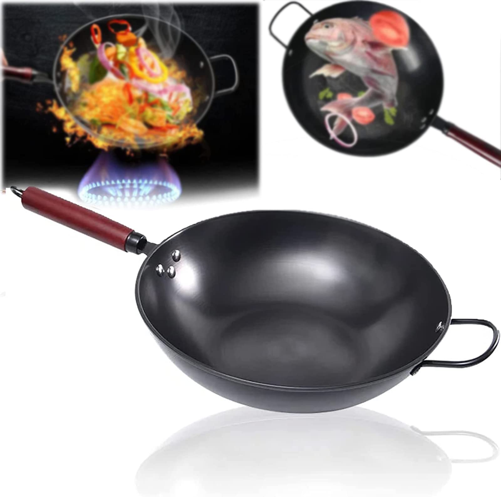 Amazon | コーティングなしの鉄製フライパン、万能 鉄鍋 IH·ガス