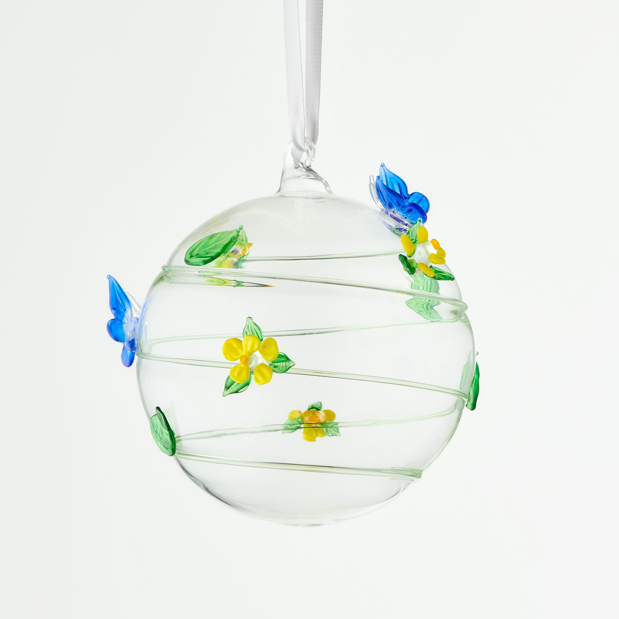 Sienna Glass 10cm Wildlife Collection Globe – Handcrafted Glass Ornament with Butterfly Design – Unique Decorative Gift for Nature Lovers