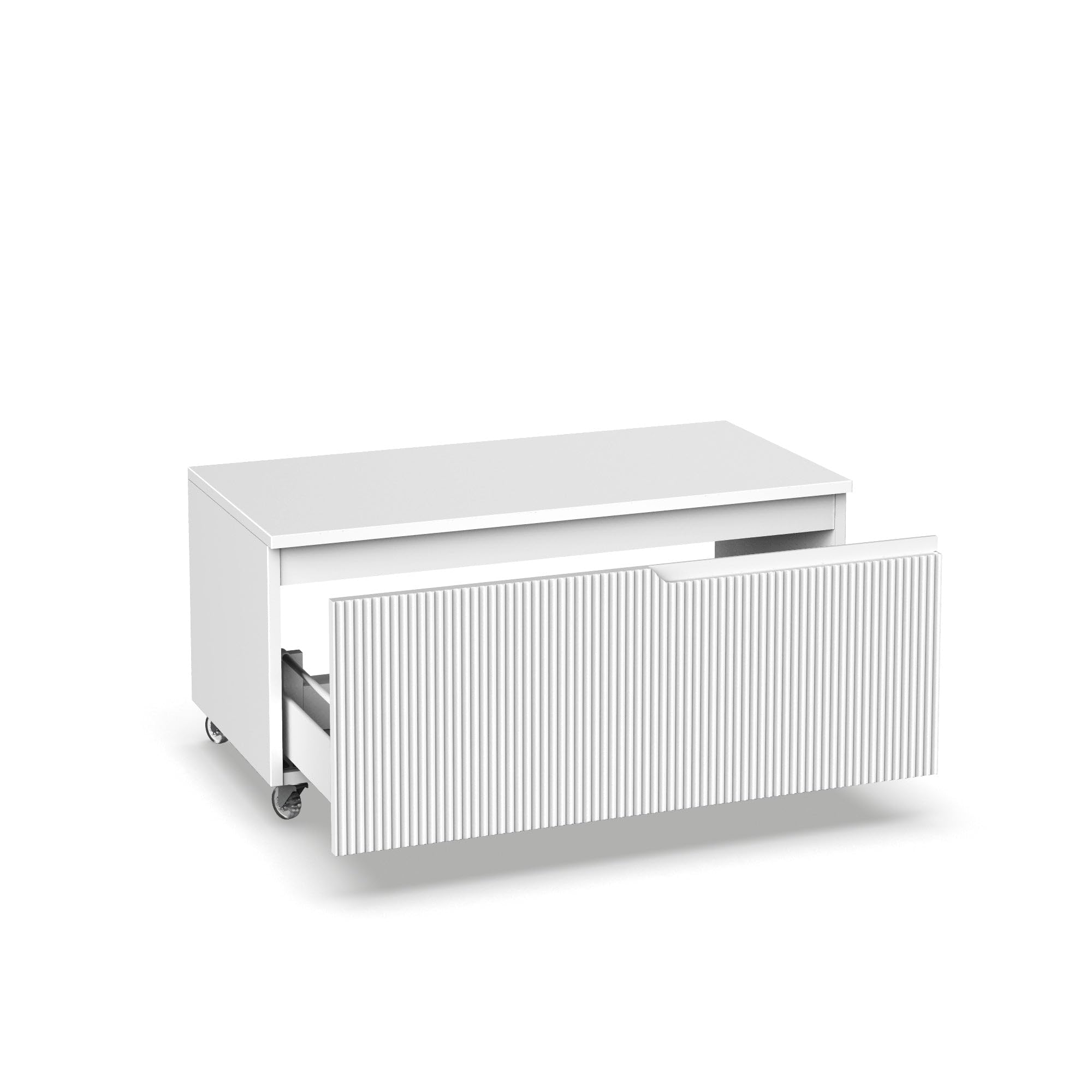 AQA DESIGN accessori casa cassettiera, nr1 cassetto con scorrimento e chiusura soft close, maniglia a gola pantografata, Made in Italy - Bianco - 80x45x42 cm