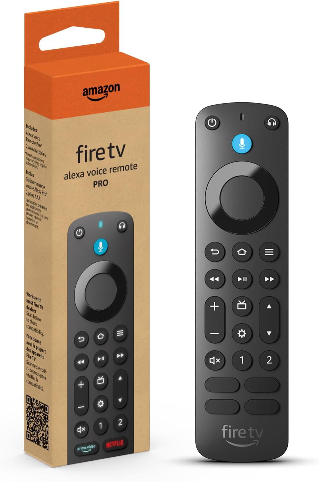 Amazon Fire TV Alexa Voice Remote Pro (newest model) with remote finder, TV controls, and backlit buttons
