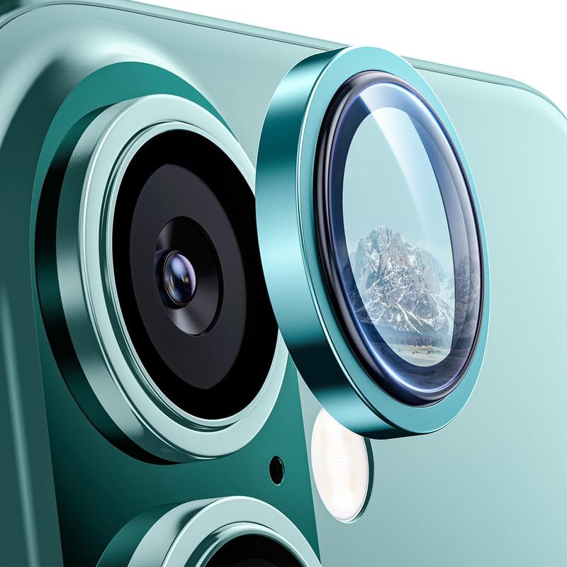 Image of Skinomi Camera Lens Protector Compatible with iPhone 17 /16 / 16 Plus [Anti-Scratch] Premium Tempered Glass Film Aluminum Alloy Lens Ring Cover -Teal Green