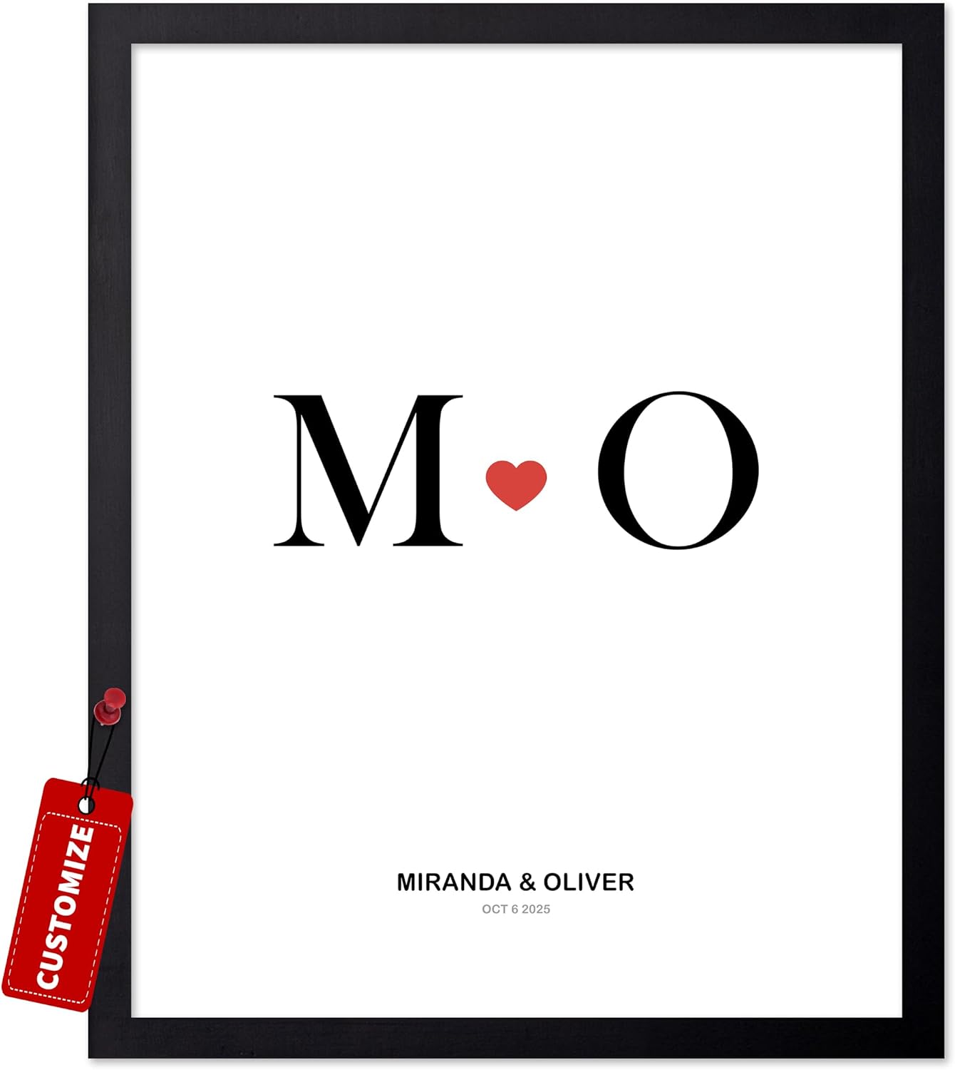 Poster Master Personalized Couples Initials Print, Customized Typography Poster and Canvas, Love Art, Gift for Couples, Available in 8x10 to 30x40