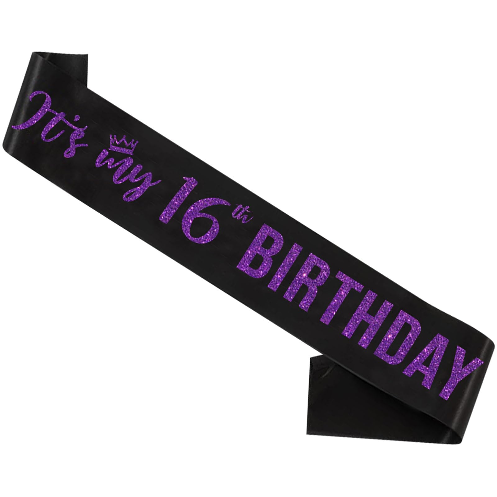 Sweet 16 Sash Purple,It’s My 16th Birthday Sash,16th Birthday Sash for Girls,Glitter Letter 16th Birthday Sash for Girls,Happy 16th Birthday Party