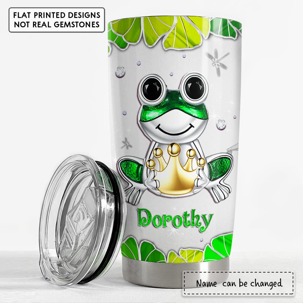 Jizrecly Vaso De Rana Con Popote Y Tapa, 20 Onzas, De Acero Inoxidable, Con Aislamiento, Delgado, Para Café, Viaje, Botella De Agua, Regalos Para Mujeres, Amantes De Las Ranas