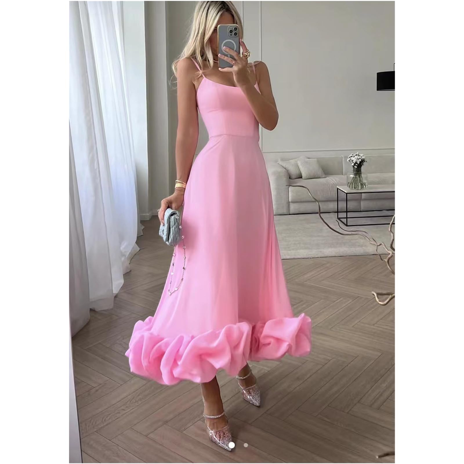 Vestidos de Verano Vestidos Largos de Verano Femeninos Vestidos Casuales de Tirantes Delgados Vestidos de Vacaciones Vestidos de Playa, HUTALIM, Blanco, m