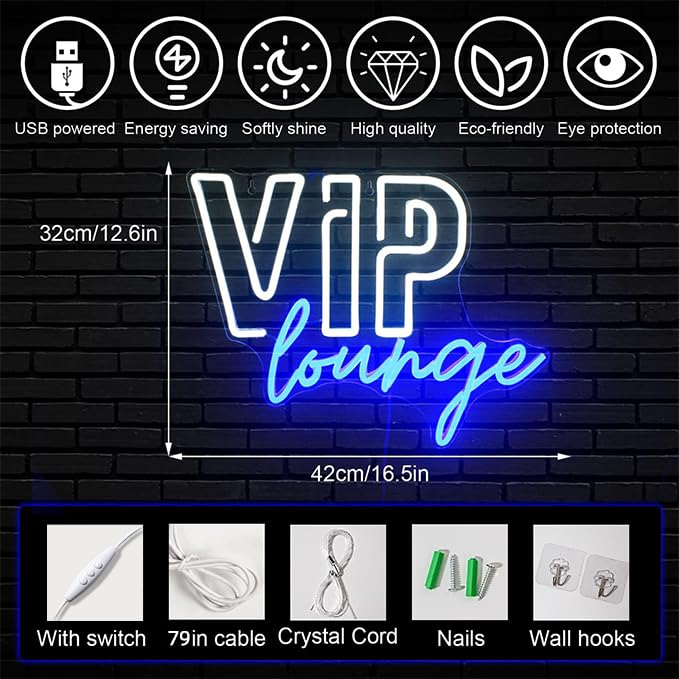 Horseneon VIP Lounge Neon Signs for Wall Decor, VIP Neon Lights