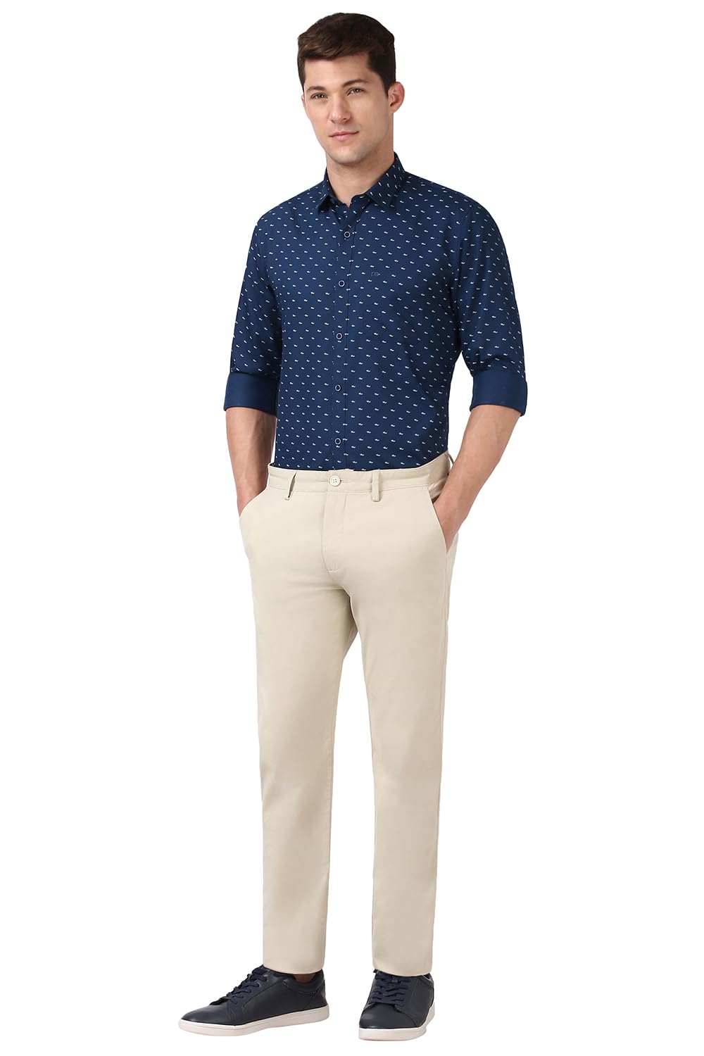 Peter England Men's Mid Rise Slim Casual Pants (PCTFSSSB363763_Beige, 34 - Image 5 thumbnail