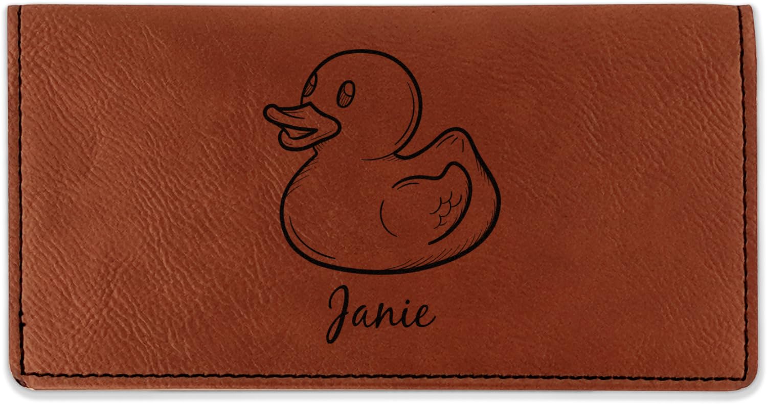 RNK Shops Personalized Rubber Duckie Leatherette Checkbook Holder - Single Sided