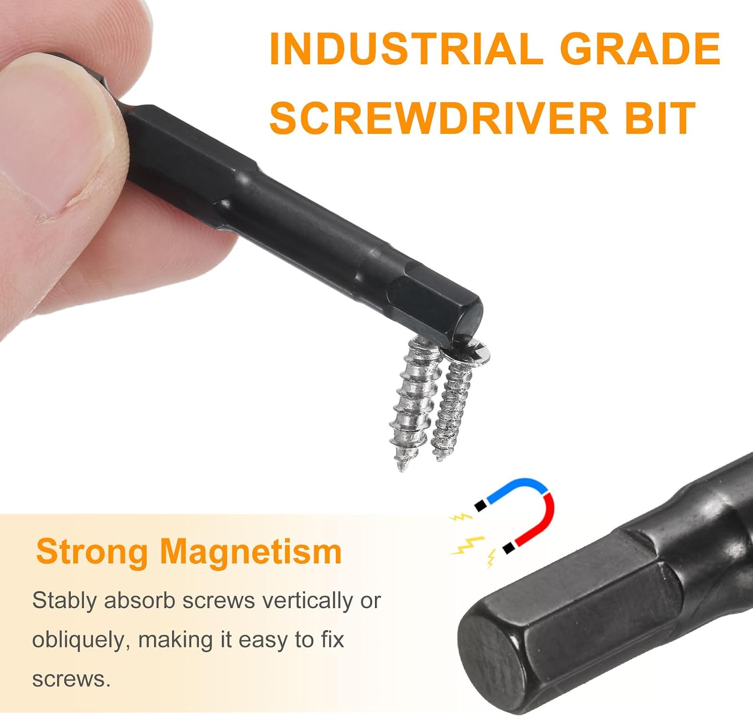 HARFINGTON 5pcs Hex Head Wrench Drill Bit 4mm(H4) Metric 1/4" Hex Shank 4"(100mm) Length S3 Steel Magnetic Impact Drivers Screwdriver Bit Industrial Grade Hexagon Electric Drill Bits